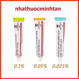 Tretinoin Aret ⚜️ Auth Date Mới ⚜️ Tretinoin tuýp 20gr - Giảm mụn, mờ thâm nám, chống lão hóa ( Tre gel usp A-Ret Ấn)