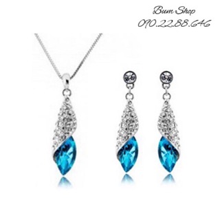 Có 3 màu. bộ trang sức giọt nước cẩn đá sang trọng