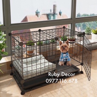 LỒNG CHUỒNG QUÂY CHÓ MÈO - THÚ CƯNG-PET CÓ CHÂN ĐẾ KÈM KHAY VỆ SINH ( mẫu C44069)