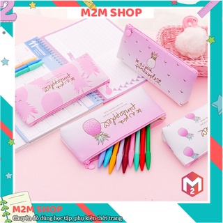 Hộp bút da PU chống thấm nước hình quả dứa trái thơm cute dễ thương