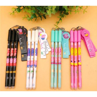 Bút thước kẻ heo peppa D123 bút mực bút hoạt hình bút dễ thương bút kute viết gel