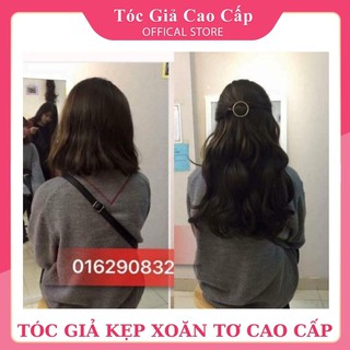 Tóc giả kẹp xoăn 45cm, phong cách Hàn Quốc dành cho tóc ngắnm sợi tơ mềm mượt, HQ230_45CM