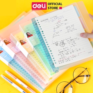 Sổ tay ghi chép Deli - kèm lõi giấy gáy lò xo - khổ A5/B5 - Bìa còng - Xanh dương/Hồng/Vàng/Xanh lá - QHA560 / QHB560