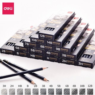 Bút chì phác thảo cao cấp Deli | Độ cứng từ B - 14B, H, 2H, 3H, HB - chì vẽ tranh - Nuevo S999 - 1 chiếc .