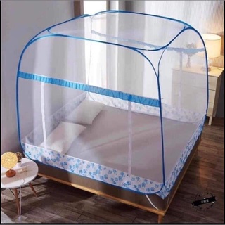 (Giá Sốc)Mùng ngủ 1M6x2M ♥FREESHIP♥ Mùng chụp đỉnh rộng | Mùng đỉnh vuông hàng cao cấp có viền chân màu xanh chống muỗi