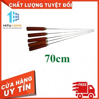 [ XIÊN NƯỚNG THỊT ] Combo 5 xiên nướng thịt chuôi gỗ dài 70cm loại 5mm - Mituhome