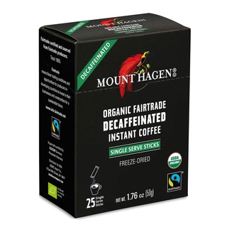 HỘP 25 GÓI CAFE HỮU CƠ UỐNG LIỀN Mount Hagen, Decaffeinated Instant Coffee, Freeze Dried, 25 Packets, USDA Organic, 50g