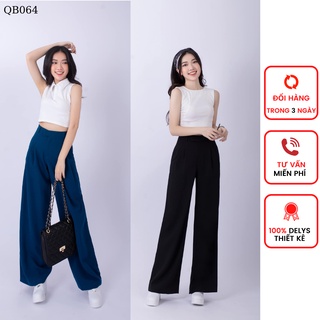 Quần ống rộng nữ lưng cao Delys quần suông nữ nhiều màu vải tuyết mưa cao cấp