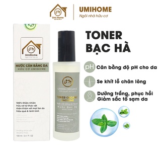 Nước cân bằng da Bạc Hà UMIHOME nguyên chất cân bằng độ PH, se khít lỗ chân lông, dưỡng trắng phục hồi da hiệu quả 100ml