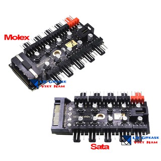 Bộ HUB Chia 10 Cổng Chia Quạt 4 Pin + Dây FAN Thông Báo RPM