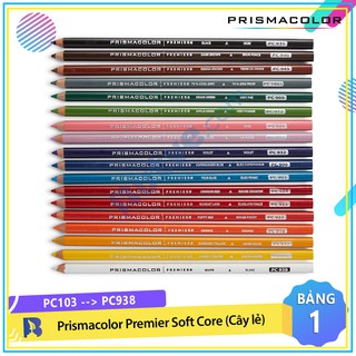 [PC103 - PC938] Bút chì màu hạng họa sĩ Prismacolor Premier Soft Core - Màu lẻ (BẢNG MÀU 1)