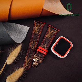 [COMBO 2 MÓN] DÂY DA LV HỌA TIẾT CHỮ NÂU VIỀN ĐỎ KHÓA BƯỚM CHO A.W + ỐP VIỀN RHINOSHIELD CHO A.W (DÂY DA BẢO HÀNH 1 NĂM)