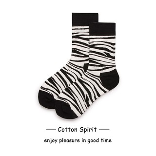 Vớ Cổ Cao Cotton Cá tính Nam nữ Unisex Họa Tiết Kẻ Sọc Ngựa Vằn Nam Nữ Tất Cổ Cao Phong Cách Cao cấp