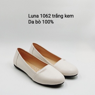 Giày búp bê nữ mũi tròn LUNASHOES 1062 giầy bệt da bò thật mềm êm chân bảo hành 24 tháng