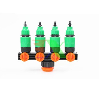 Đầu nối nhanh chia 4, Khớp nối nhanh chia 4 có van khóa kèm 4 đầu nối nhanh 16-4/7mm