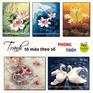 Tranh sơn dầu số hóa tự tô Phong Thủy - Có Khung