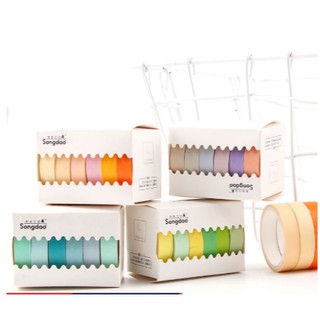 Set Washi Tape 6 cuộn băng dính nhiều màu sắc dùng trang trí DIY- Văn Phòng Phẩm Sáng Tạo