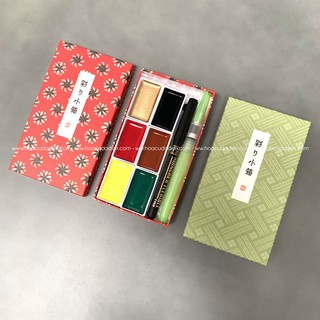 [DA ĐEN] Màu Nước Gansai idori Set 6 Màu Kèm Cọ Và Bút Brush
