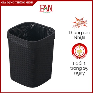 Sọc rác nhựa cao cấp, sọt rác đẹp để văn phong màu đen size 12L dùng đựng đồ bỏ đi - Pan smart home