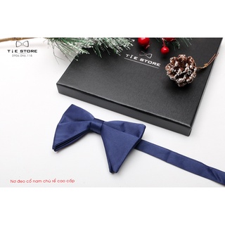 Nơ Đeo Cổ Nam Chú Rể, Nơ Nam Đẹp, Nơ MC Ca Sỹ - Full box, Màu xanh đen trơn cánh dài