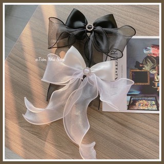 KẸP TÓC NƠ BÈO NHÚN TIỂU THƯ HÀN QUỐC PHỐI ĐÁ -[ Nhà Nấm handmade ]