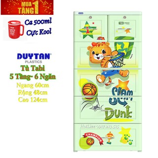 Tủ nhựa duy tân TABI 5 Tầng- 6 Ngăn Màu Lá BÓNG RỔ