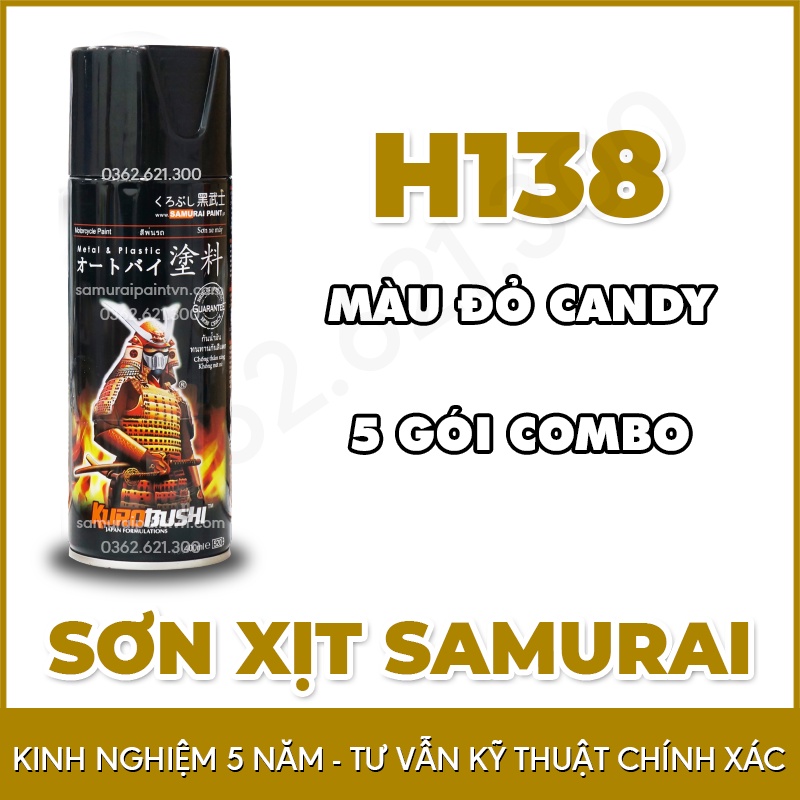 Combo Sơn Màu Đỏ H138 Samurai