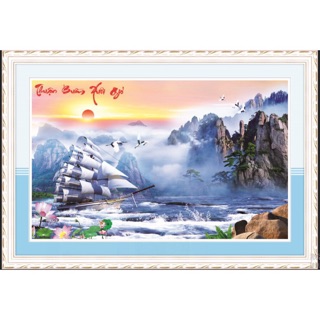TRANH ĐÍNH ĐÁ Thuận Buồm Xuôi Gió phong cảnh 88637 |120x65cm| _chưa đính