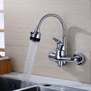Vòi rửa bát nóng lạnh cắm tường cần mềm