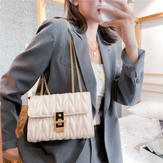 Vyshop86 - Túi xách nữ Hàn Quốc thời trang - Túi đeo chéo cho nữ quai mạ vàng siêu chanh sả