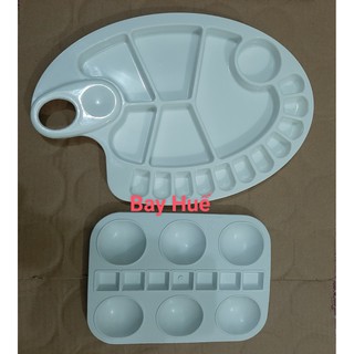 Khay pha màu hình lá + Khay 6 lỗ