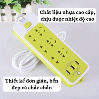 Ổ cắm điện - ổ điện chống giật gồm 6 lỗ 3 cổng usb đa năng có đèn ngủ tiện dụng. An toàn khi sử dụng.
