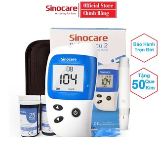 Máy Đo Đường Huyết Safe Accu 2 Chính Hãng Sinocare Tặng Kèm 50 Que Và 50 Kim