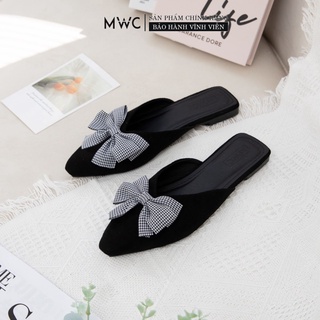 Sục Nữ thời trang MWC sục đế bệt mũi nhọn đính nơ caro siêu xinh NUDE- 10034