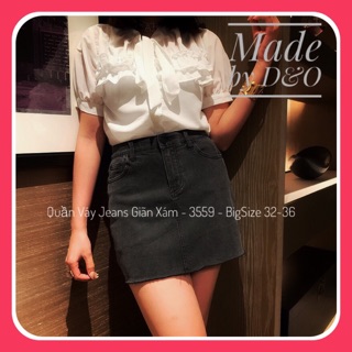 Quần Váy Jeans Xám - Váy Có Quần Trong - Lưng Cao Qua Rốn / Co Giãn Size Đại