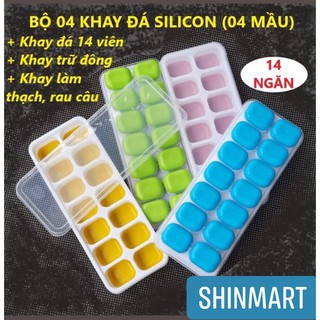 Khay Trữ Đông Ăn Dặm Làm Đá 14 Ngăn Có Nắp Đậy Đế Silicon Dễ Tháo Gỡ An Toàn Tiện Lợi Cho Bé