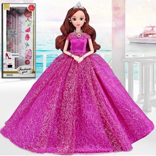 Búp Bê Cô Dâu Xinh Đẹp Tím Tặng Phụ Kiện 08 Món+ 03 Váy Ngắn