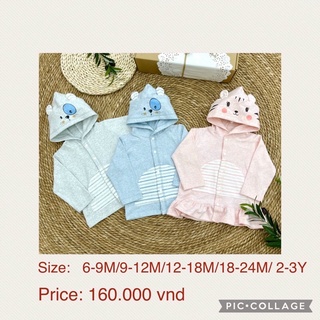 [CHÍNH HÃNG] Áo khoác cúc giữa tai mèo cotton trẻ em Moon (Sz 9m-3y)