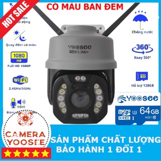 Camera wifi Yoosee 5.0 mpx camera ngoài trời 360 độ PTZ Full HD giám sát quay đêm có màu( mã 2 râu 5.0)