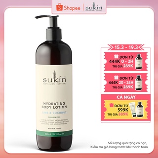 Sữa Dưỡng Thể Hương Chanh Và Dừa Sukin Hydrating Body Lotion - Lime &amp; Coconut 500ml