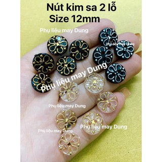 Nút 2 lỗ hoa vàng size 12mm
