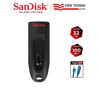 USB 3.0 SanDisk CZ48 32GB Ultra upto 100MB/s tặng đèn LED - Hãng phân phối chính thức