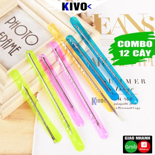 [COMBO 12 CÂY] Cây Nặn Mụn Đầu Đen Cao Cấp - Dụng Cụ Nặn Lấy Mụn Đầu Đen Bằng Thép Không Gỉ - Que Nặn Mụn 2 Đầu - Kivo
