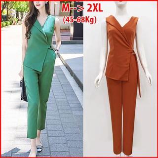 GOTI  - THỜI TRANG CÔNG SỞ - BỘ JUMSUIT DẠO PHỐ KIỂU JUMPSUIT DÀI GIẢ VEST EO CÁCH ĐIỆU, ĐỒ BAY ĐẸP GOTI 3260