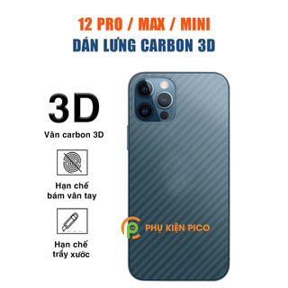 Dán lưng Iphone 12 Pro trong suốt nổi vân Carbon 3D tản nhiệt tốt cho Iphone 12 Pro
