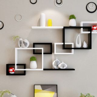 Bộ kệ gỗ trang trí 1 ô vuông lồng 2 chữ nhật