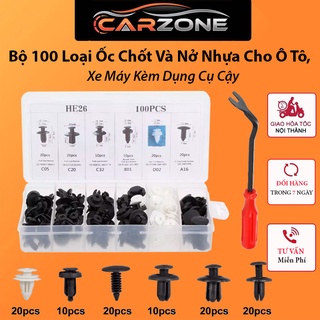 Bộ 100 Chốt Vít Nở Nhựa Ô Tô Vặn Các Bộ Phận Trên Xe Hơi Chất Liệu Nhựa Kèm Hộp Đựng CARZONE.TOP