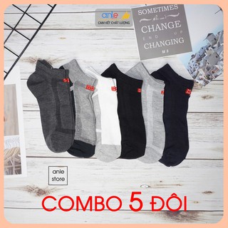 Combo 5 Tất nam Vớ nam Cổ ngắn Cotton thấm hút mồ hôi Co dãn thoải mái - Nhiều màu - Anle Store