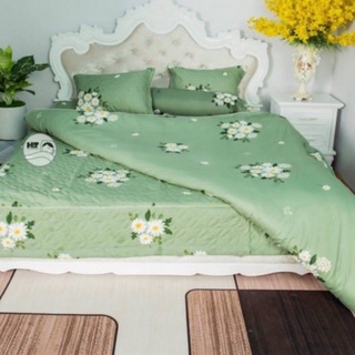 Bộ Ga Phủ Chần Bông 5 Món Cotton Poly Chùm Hoa Cúc