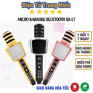 Micro karaoke bluetooth SD-17 JVJ, mic thu âm không dây âm thanh siêu chuẩn kết nối dễ dàng